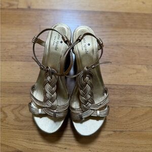 Kate Spade Gold Metallic Sandals with Braided Straps